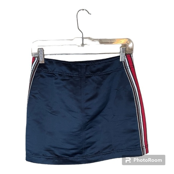 Silence + Noise Lace Up Navy Blue‎ Mini Skirt with Red Blue Stripes Size Small - Picture 2 of 6